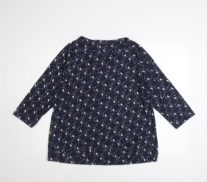 Marks and Spencer Women's Blue Bird Print 3/4 Sleeve T-Shirt Size 16