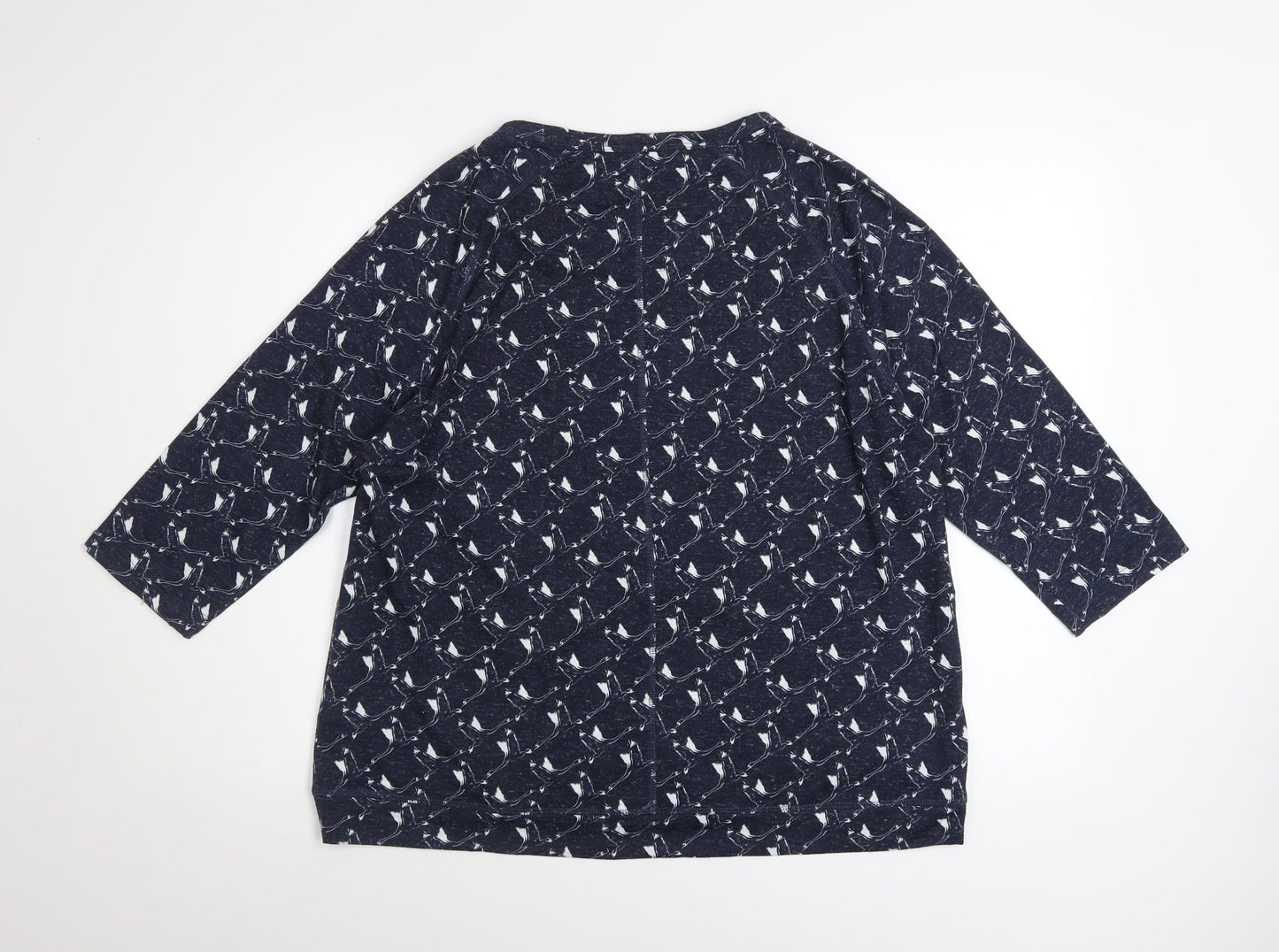 Marks and Spencer Women's Blue Bird Print 3/4 Sleeve T-Shirt Size 16