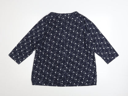 Marks and Spencer Women's Blue Bird Print 3/4 Sleeve T-Shirt Size 16