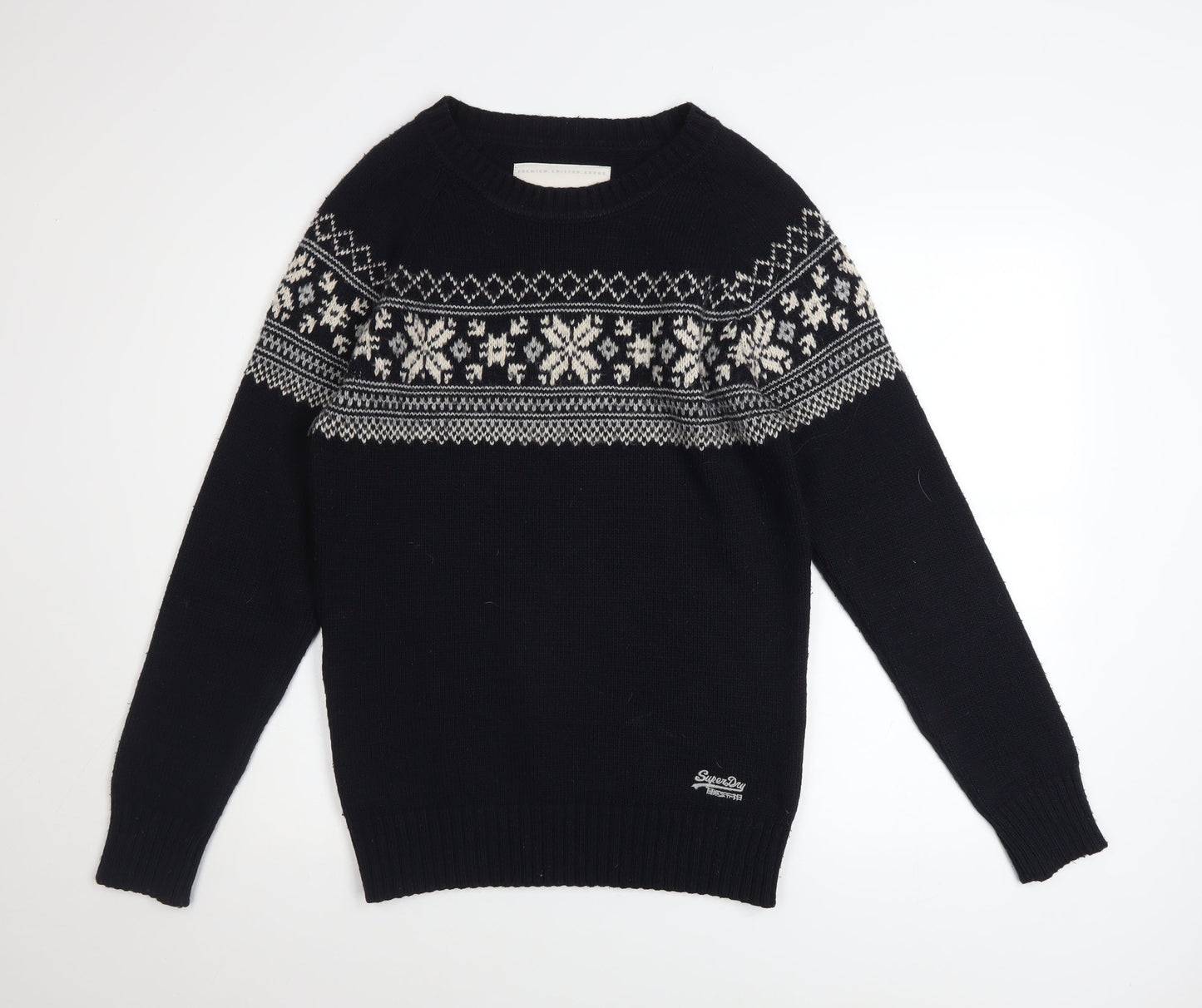 Mens UK Size M Superdry Black Pullover Jumper