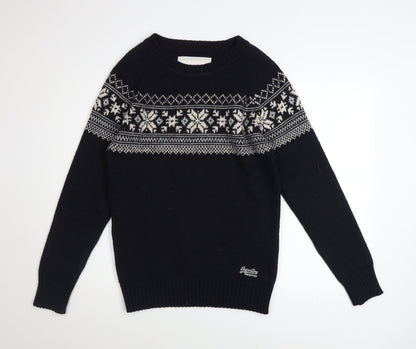 Mens UK Size M Superdry Black Pullover Jumper