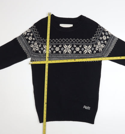 Mens UK Size M Superdry Black Pullover Jumper