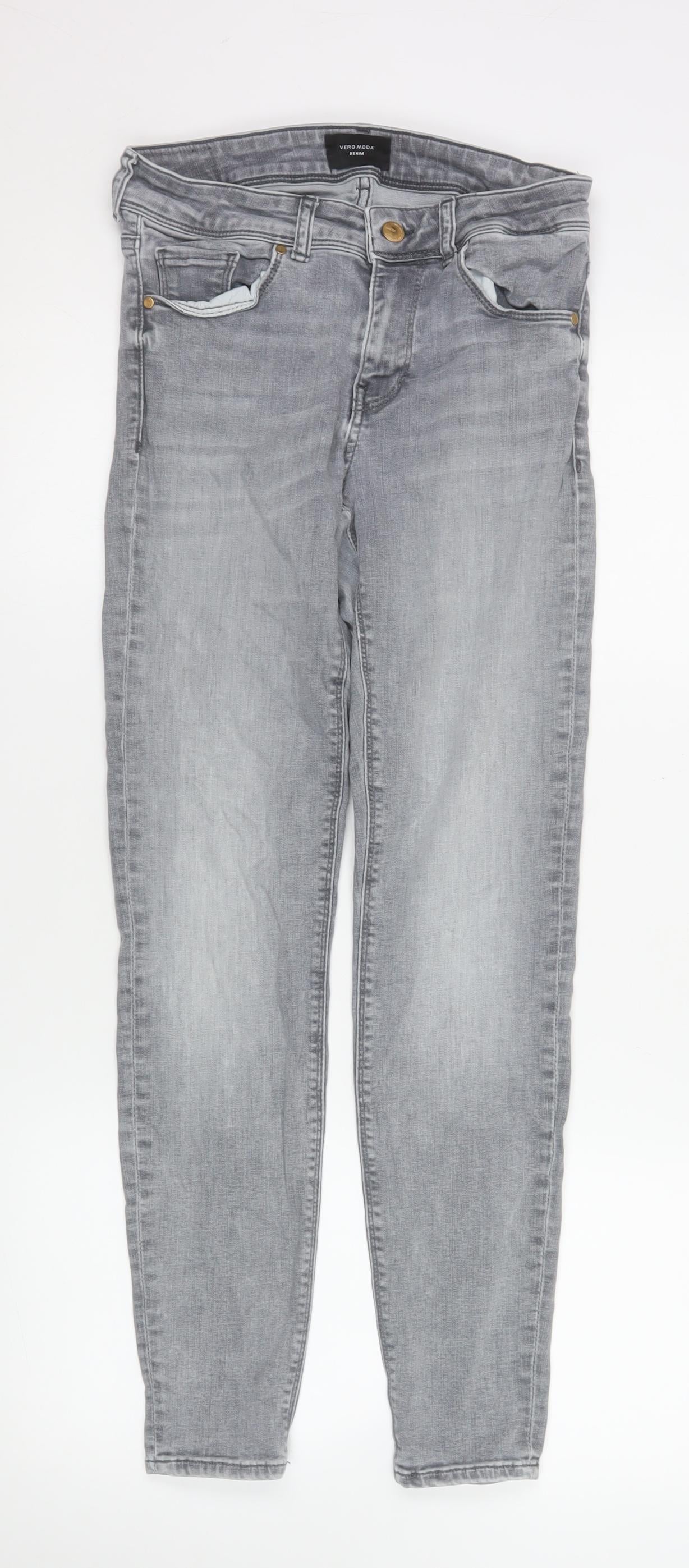 Unisex Adultss UK Size S VERO MODA Slim Fit Skinny Grey Jeans