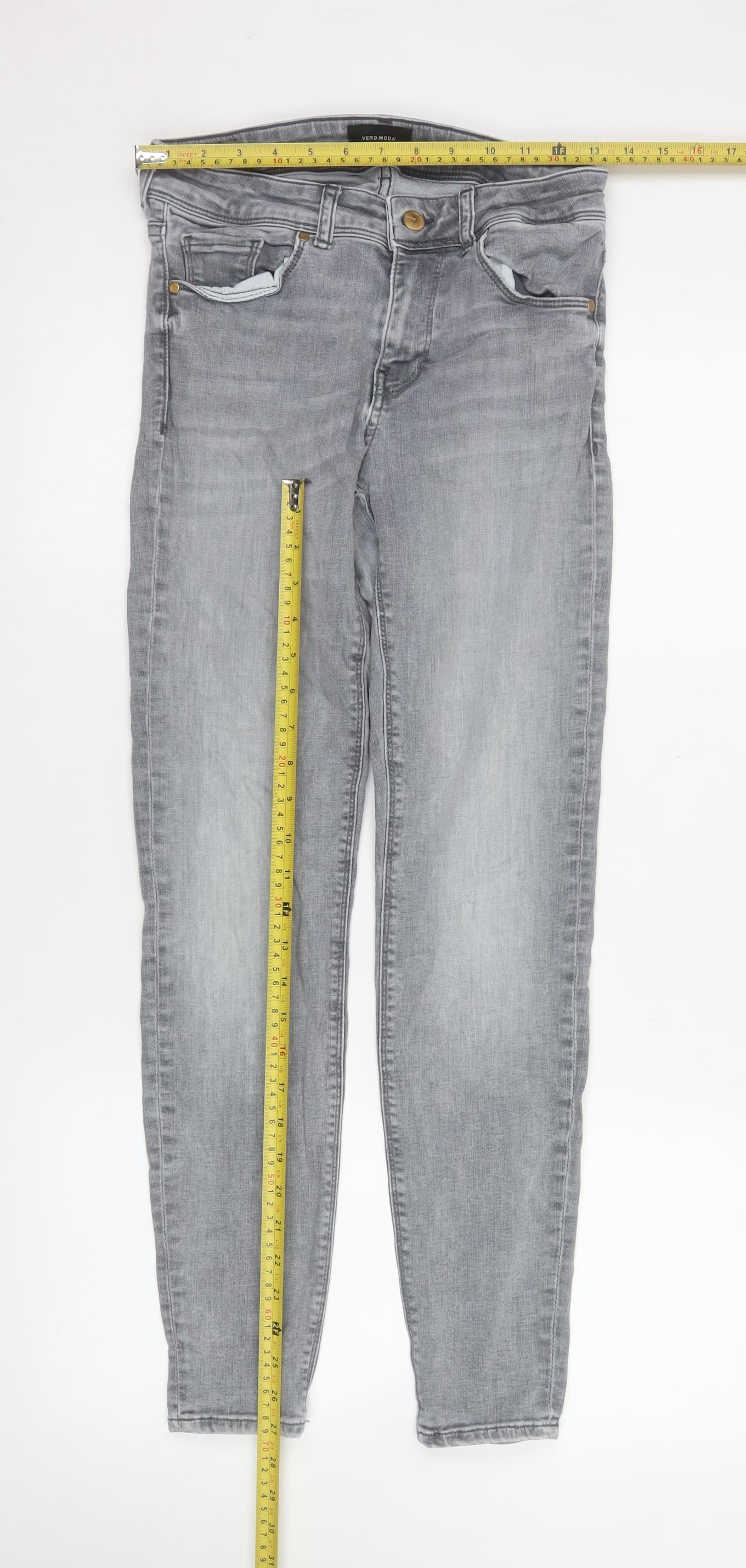 Unisex Adultss UK Size S VERO MODA Slim Fit Skinny Grey Jeans