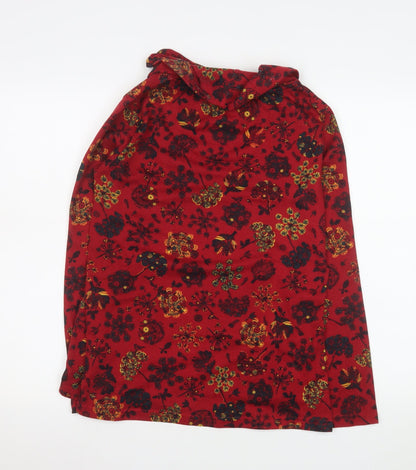 Womens UK Size S Country Rose Red Tunic Blouse