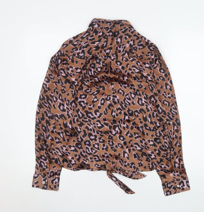 Womens UK Size 12 Red Herring Brown Basic Button-Up