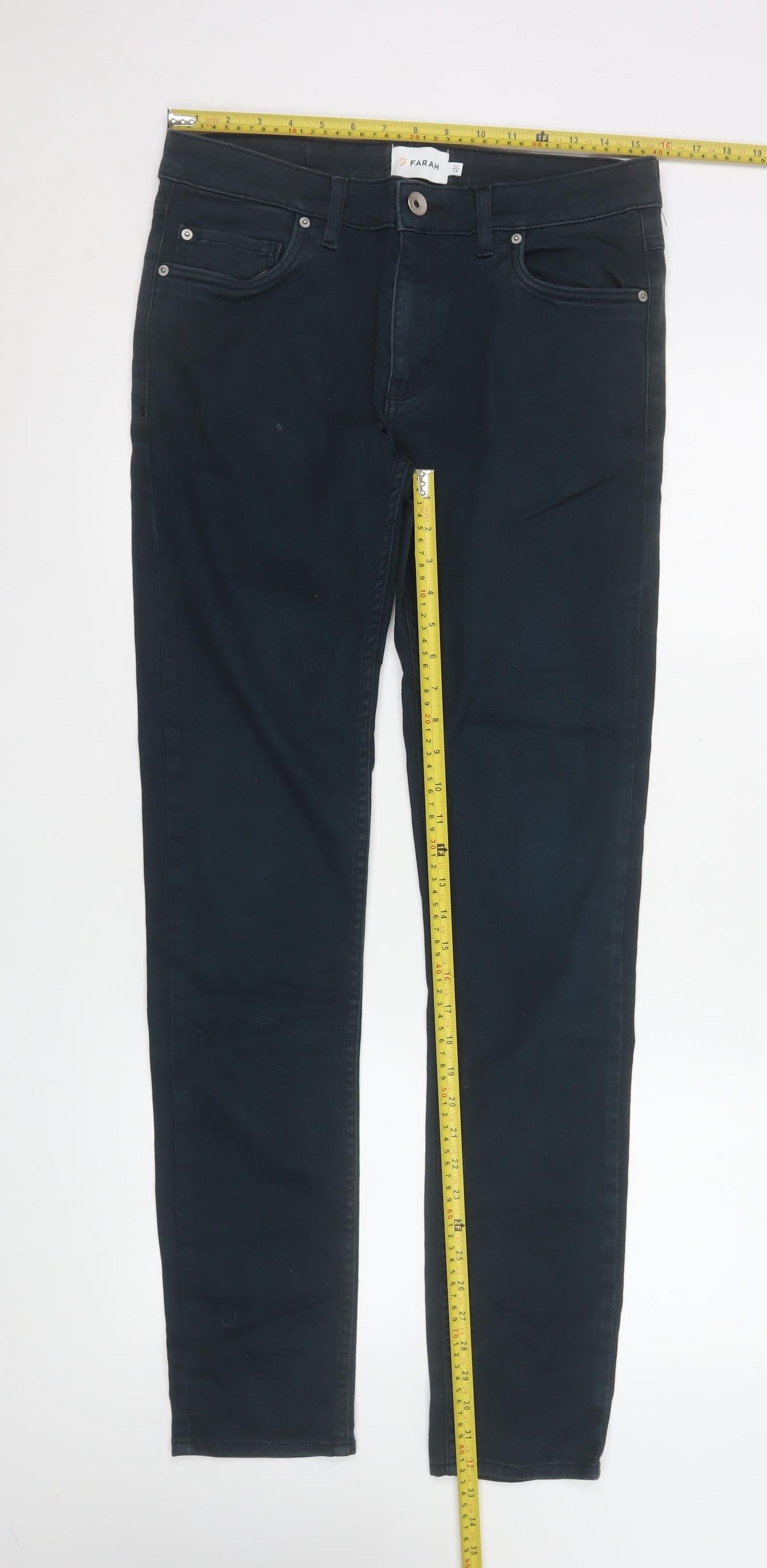 Mens UK Size M Farah Slim Fit Straight Black Jeans