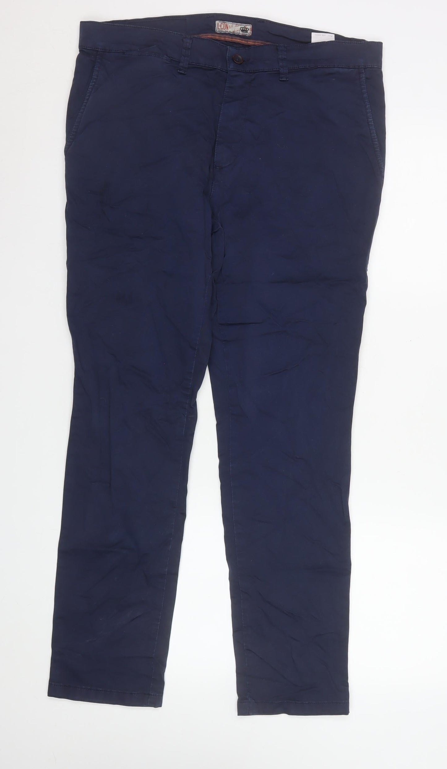 Mens UK Size 36 LCDN Regular Fit Chino Blue Trousers