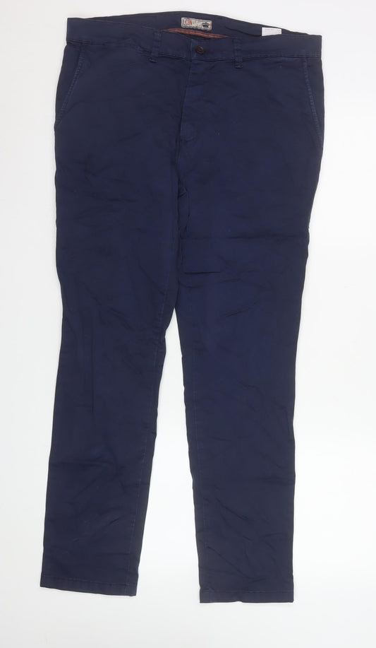 Mens UK Size 36 LCDN Regular Fit Chino Blue Trousers