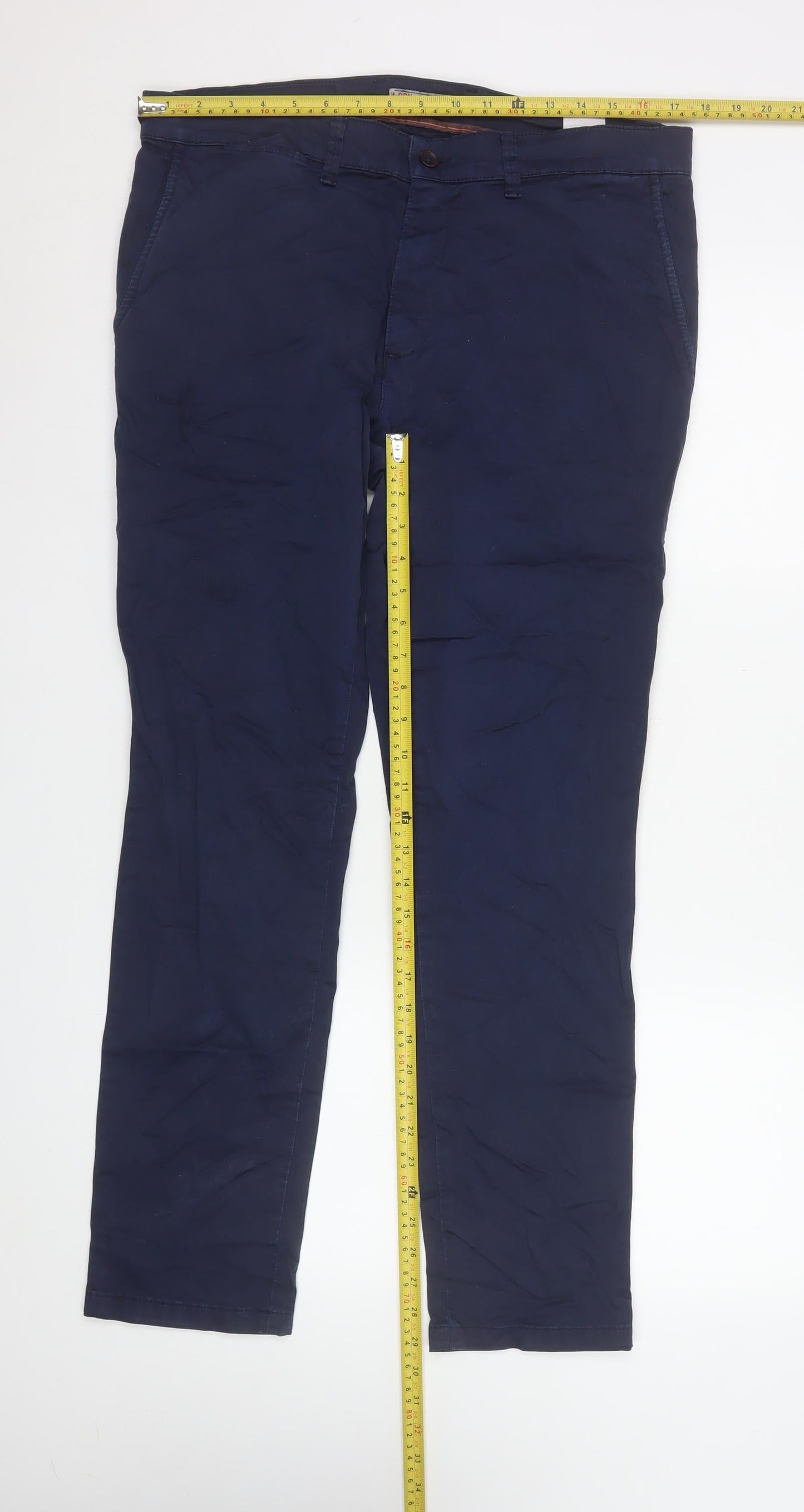 Mens UK Size 36 LCDN Regular Fit Chino Blue Trousers