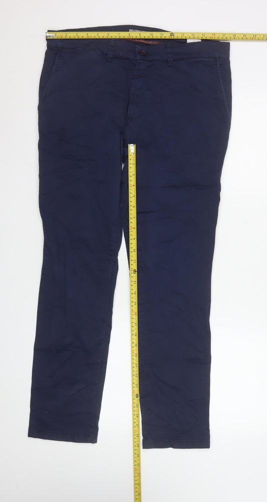 Mens UK Size 36 LCDN Regular Fit Chino Blue Trousers