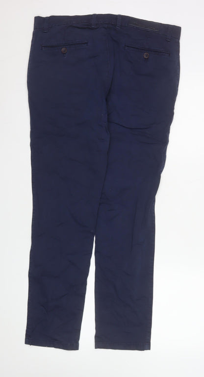 Mens UK Size 36 LCDN Regular Fit Chino Blue Trousers