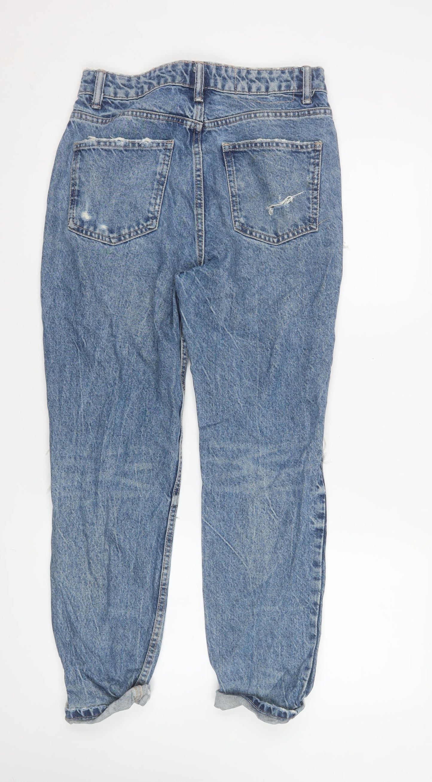 Womens UK Size 8 Zara Relaxed Fit Boyfriend Blue Jeans