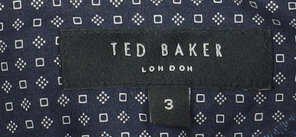 Ted Baker Men's Blue Geometric Slim Fit Cotton Long Sleeve Shirt M