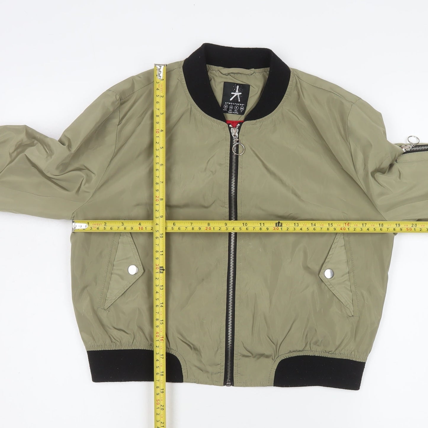 Womens UK Size 12 Atmosphere Green Bomber Jacket
