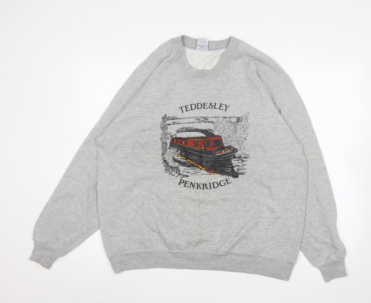 Mens UK Size XL JERZEES Grey Pullover Sweatshirt