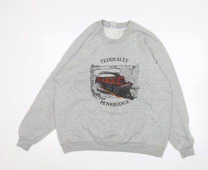 Mens UK Size XL JERZEES Grey Pullover Sweatshirt