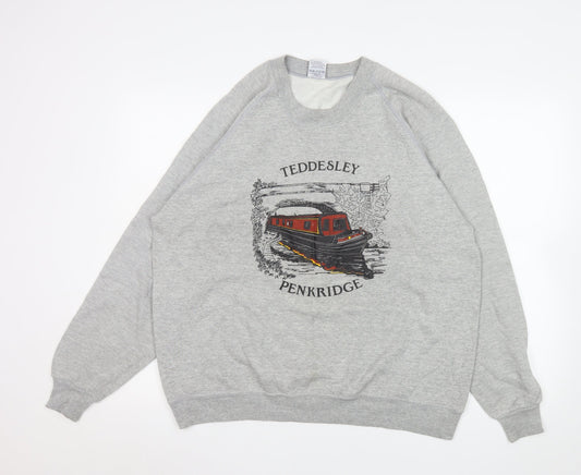 Mens UK Size XL JERZEES Grey Pullover Sweatshirt