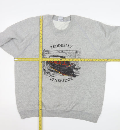 Mens UK Size XL JERZEES Grey Pullover Sweatshirt