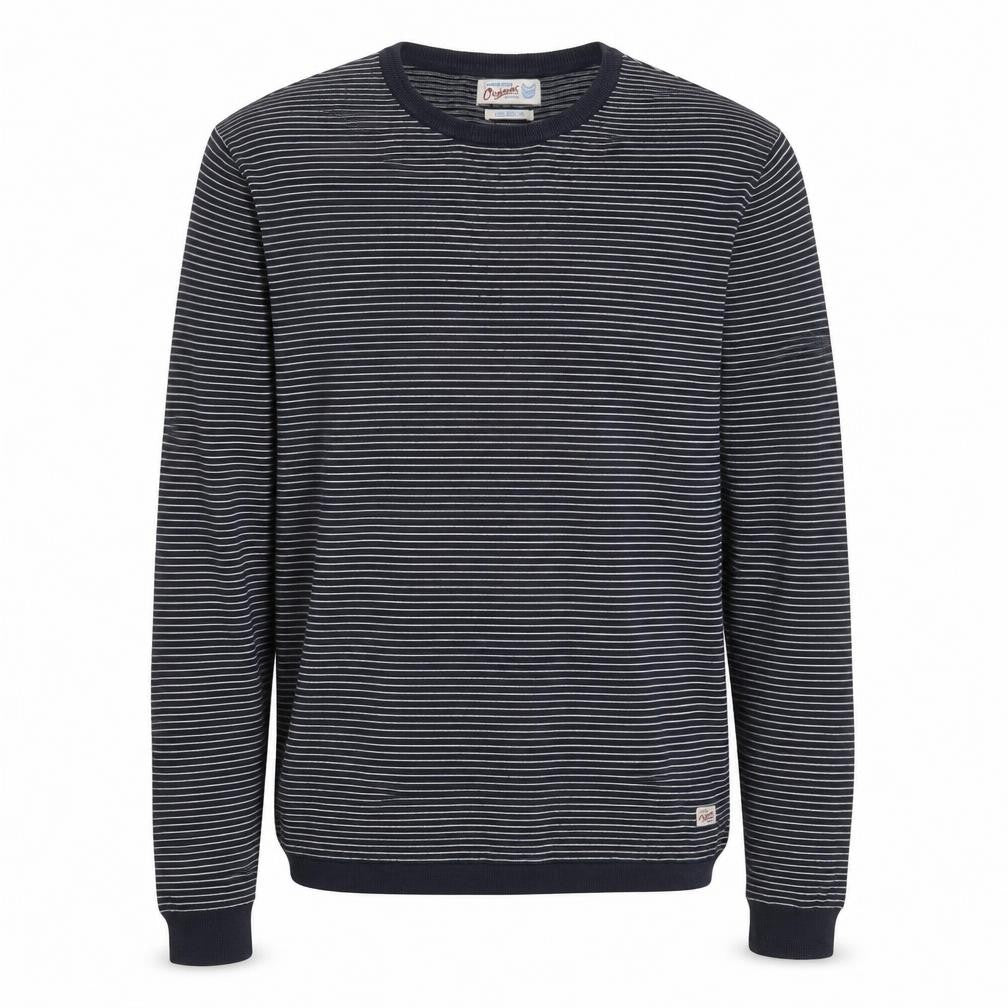 Jack & Jones Men’s Blue Striped Long Sleeve Cotton Top Medium