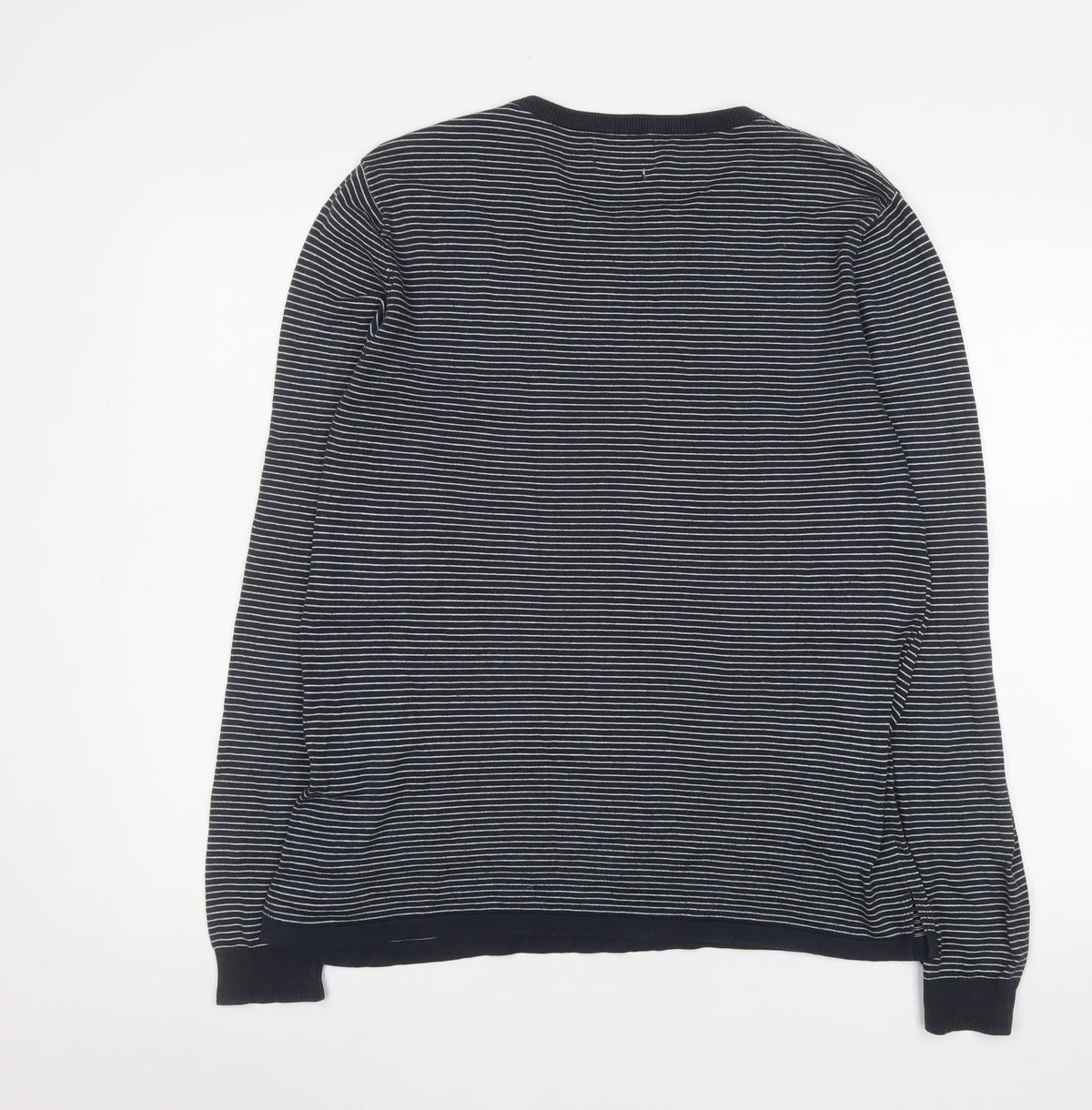 Jack & Jones Men’s Blue Striped Long Sleeve Cotton Top Medium