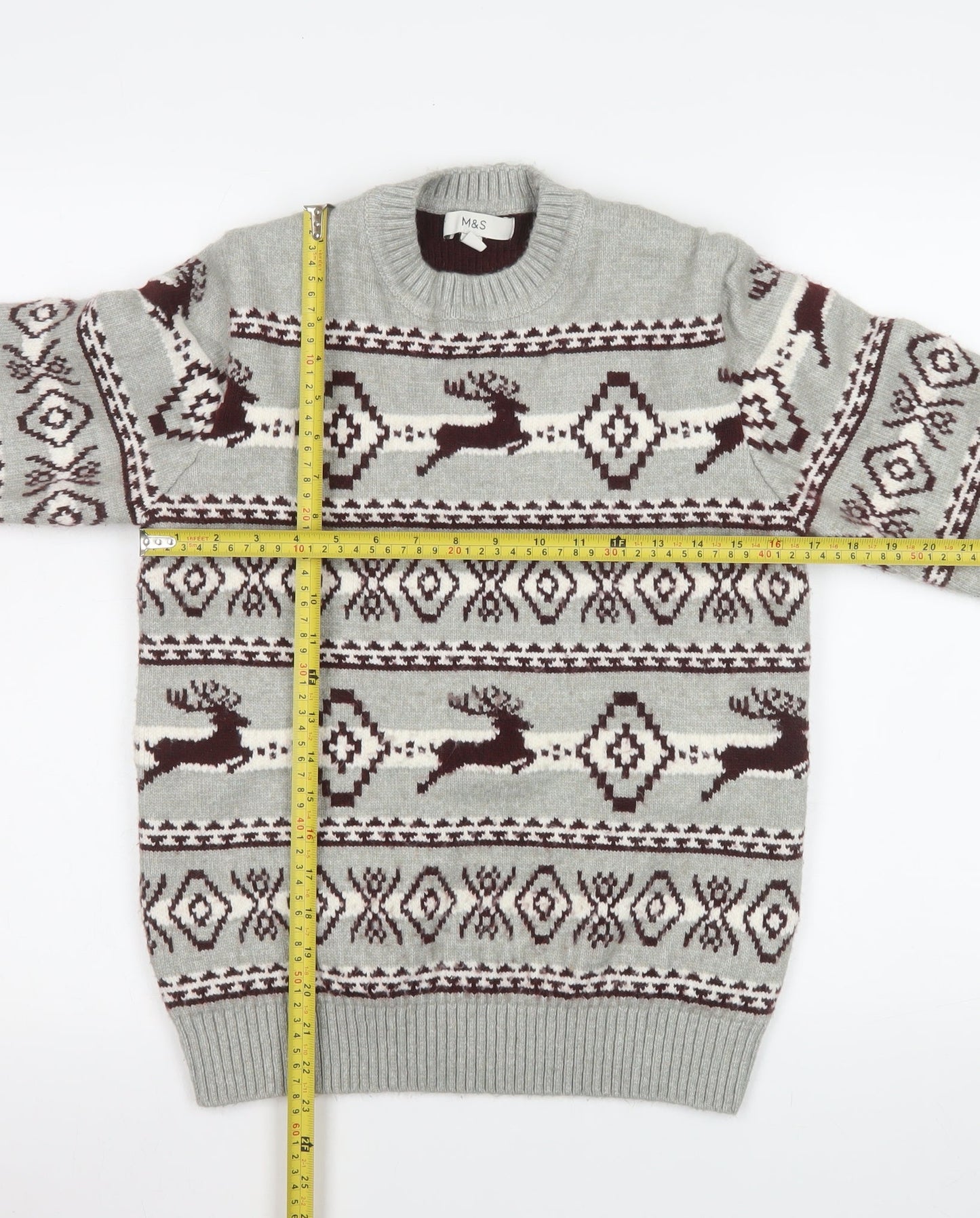Mens UK Size S Marks and Spencer Grey Pullover Jumper