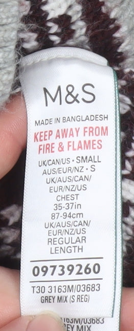 Mens UK Size S Marks and Spencer Grey Pullover Jumper