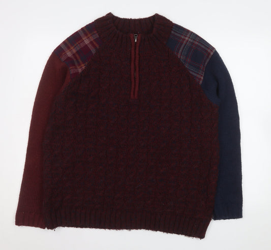 Mens UK Size L Joe Browns Red 1/4 Zip