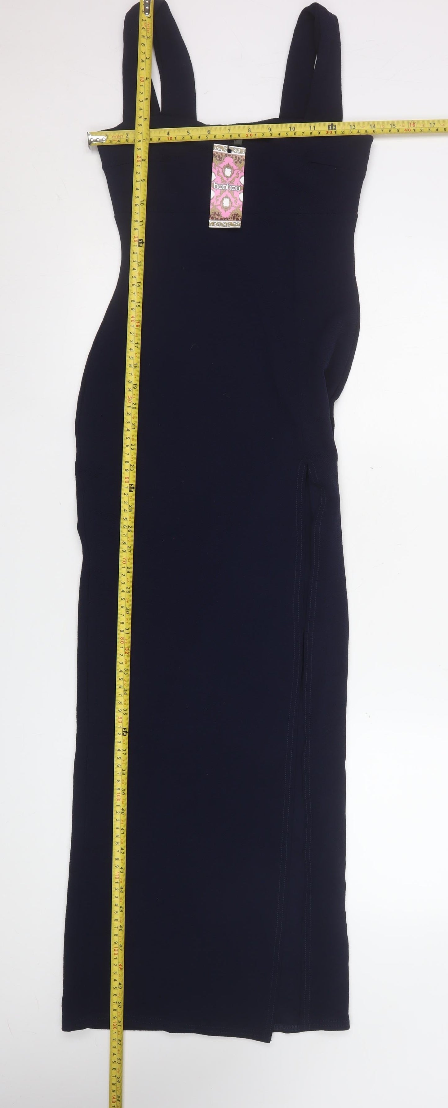 Boohoo Women Black Size 10 Long Bodycon Sleeveless Stretch Dress