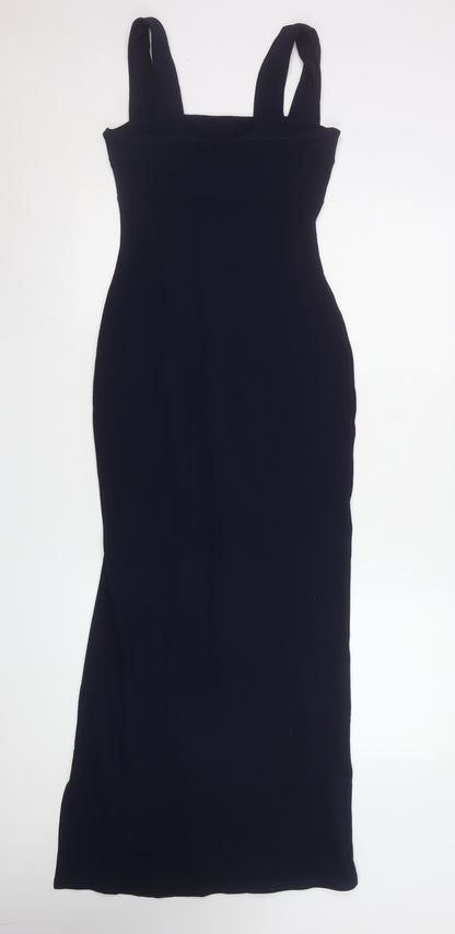 Boohoo Women Black Size 10 Long Bodycon Sleeveless Stretch Dress