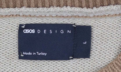 Mens UK Size L ASOS DESIGN Beige Pullover Jumper