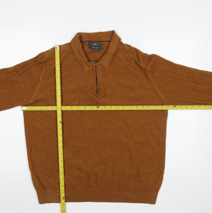 Mens UK Size 2XL Marks and Spencer Brown Full Zip Jumper