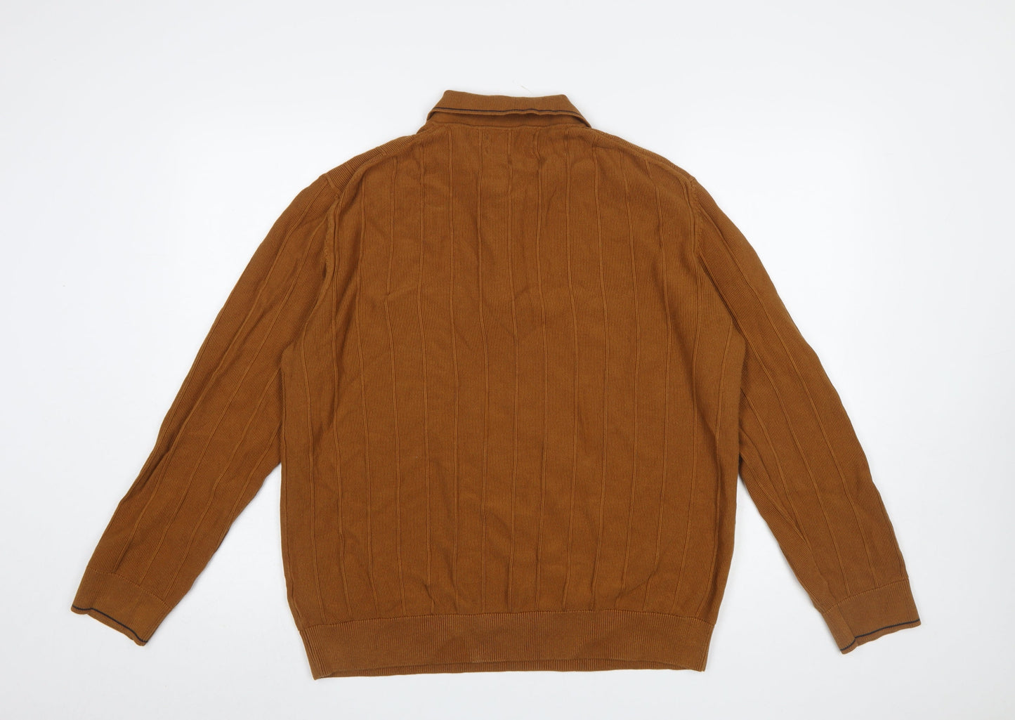Mens UK Size 2XL Marks and Spencer Brown Full Zip Jumper