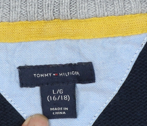Boys UK Size 16 Years Tommy Hilfiger Blue Pullover Jumper