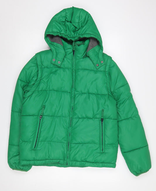 Boys UK Size 13-14 Years Mini Boden Green Puffer Jacket