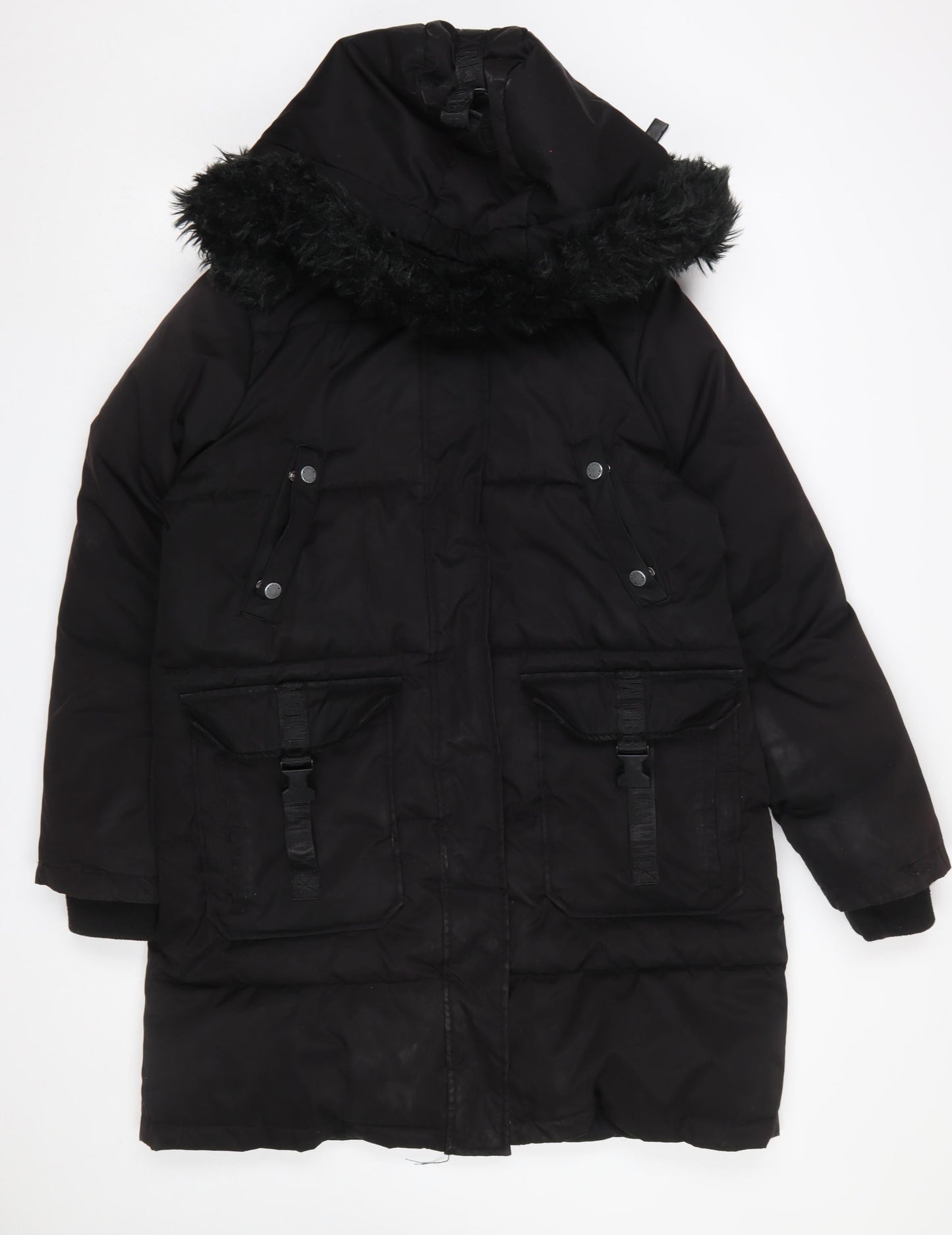 Womens UK Size M Steve Madden Black Parka Coat