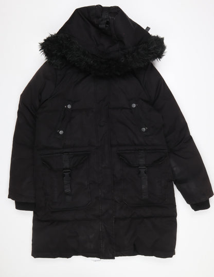 Womens UK Size M Steve Madden Black Parka Coat