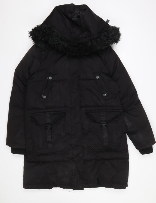 Womens UK Size M Steve Madden Black Parka Coat