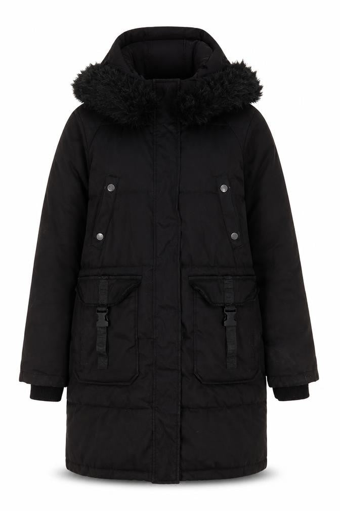 Womens UK Size M Steve Madden Black Parka Coat