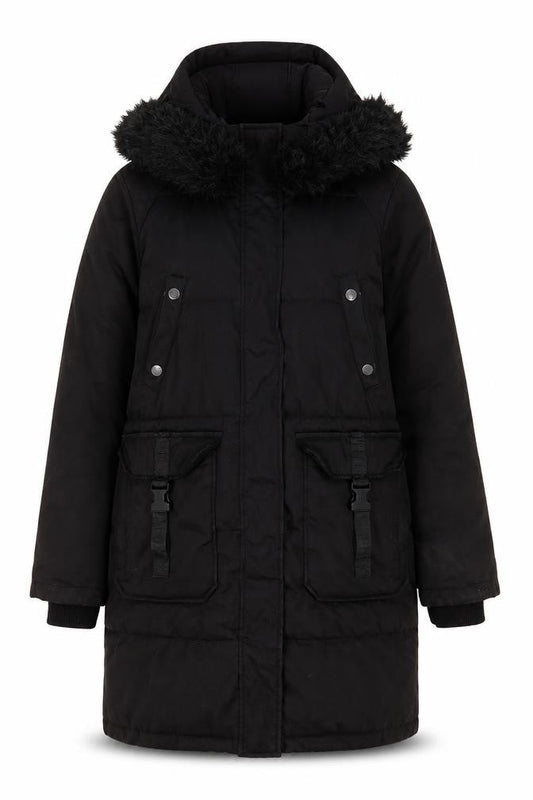 Womens UK Size M Steve Madden Black Parka Coat