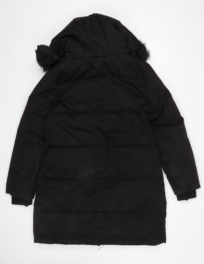 Womens UK Size M Steve Madden Black Parka Coat