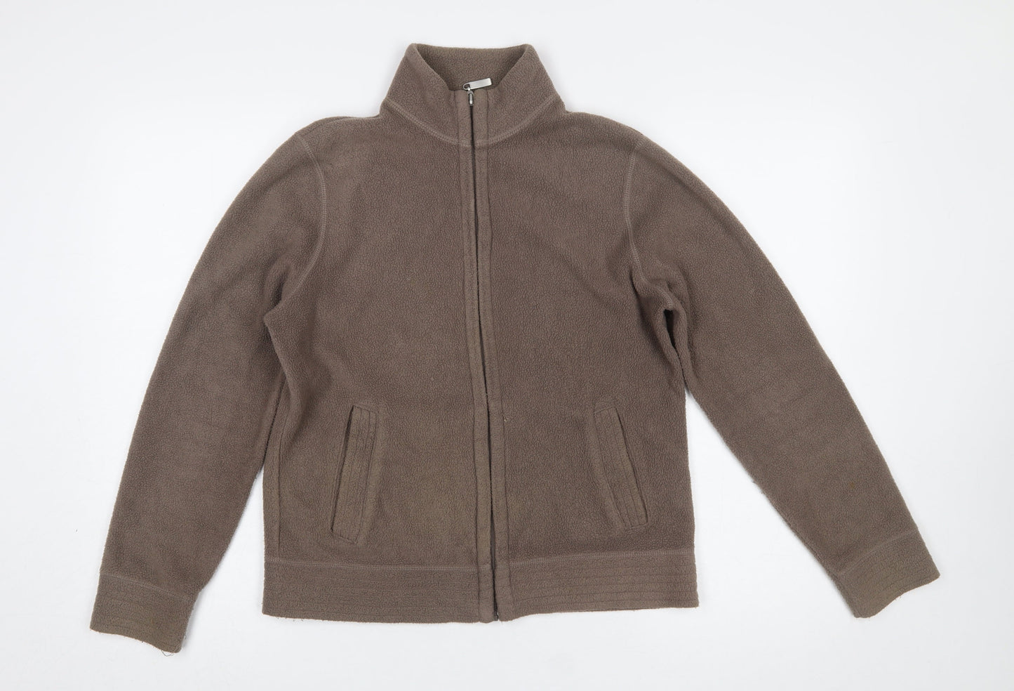 BHS Womens Brown Fleece Zip Jacket Size 12 Casual Warm Outerwear