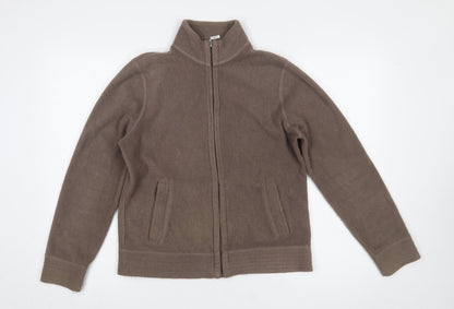 BHS Womens Brown Fleece Zip Jacket Size 12 Casual Warm Outerwear