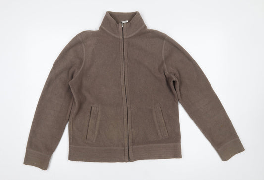 BHS Womens Brown Fleece Zip Jacket Size 12 Casual Warm Outerwear