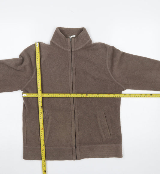BHS Womens Brown Fleece Zip Jacket Size 12 Casual Warm Outerwear