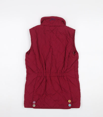 Joules Girls Red Quilted Waistcoat 9-10 Years Sleeveless Button Up Gilet