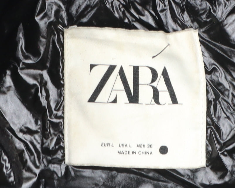 Womens UK Size L Zara Black Puffer Jacket