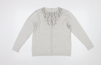 Womens UK Size 10/12 Damart Grey Pullover Jumper