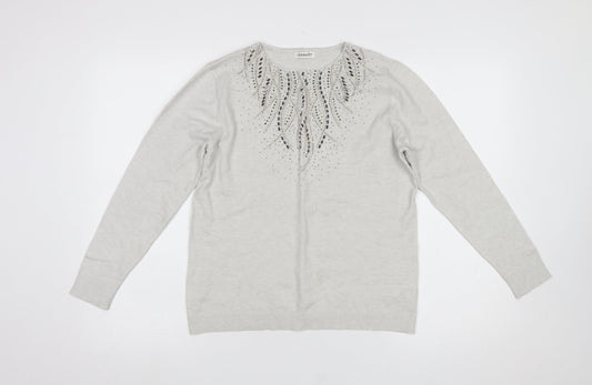 Womens UK Size 10/12 Damart Grey Pullover Jumper