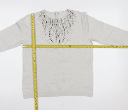 Womens UK Size 10/12 Damart Grey Pullover Jumper